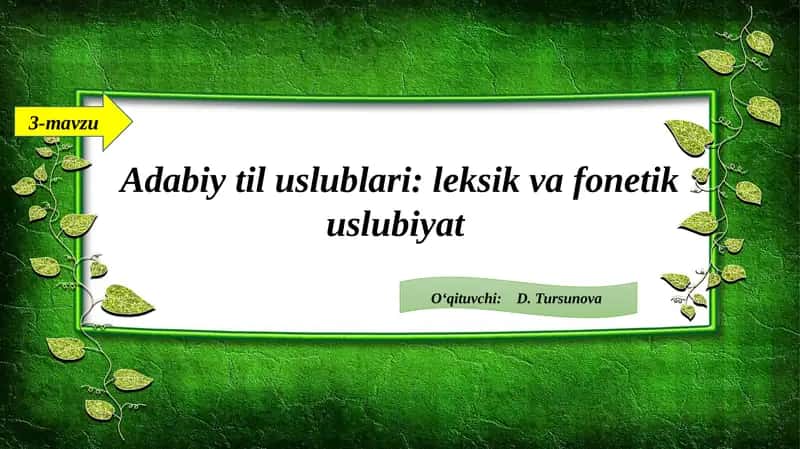 Adabiy til uslublari: leksik va fonetik uslubiyat
