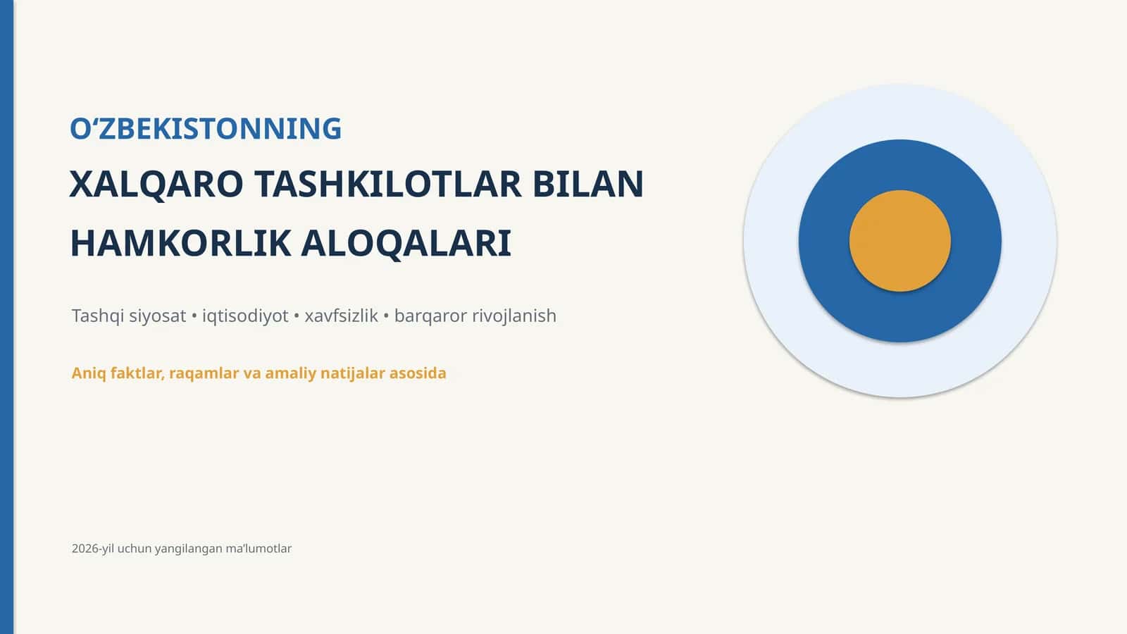 O‘ZBEKISTONNING XALQARO TASHKILOTLAR BILAN HAMKORLIK ALOQALARI