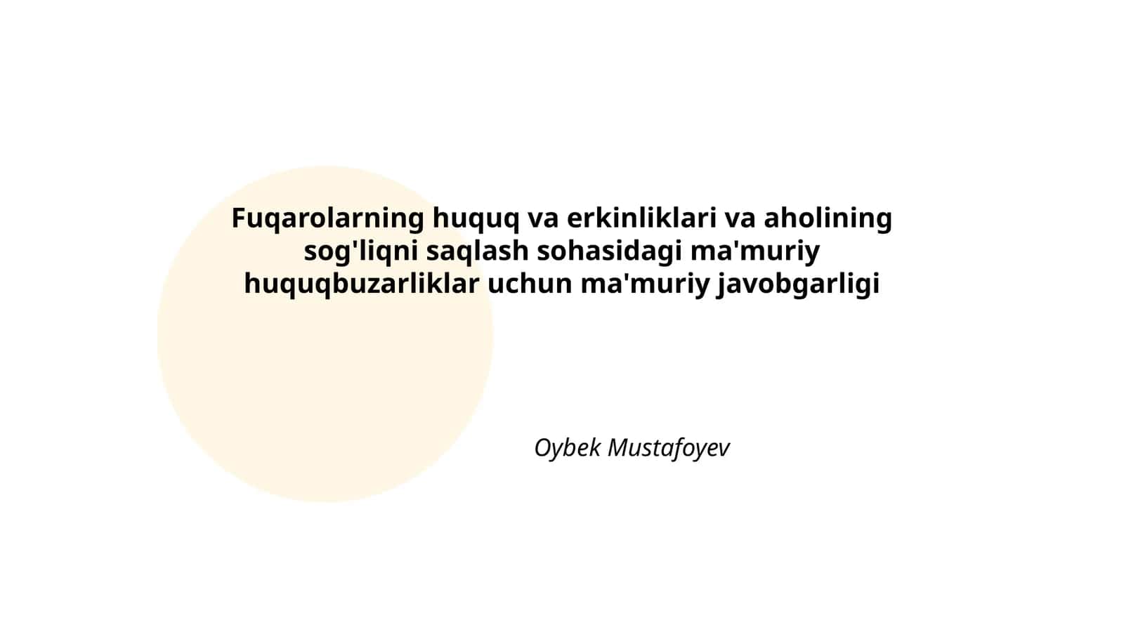 Fuqarolarning huquq va erkinliklari va aholining sog'liqni saqlash sohasidagi ma'muriy huquqbuzarliklar uchun ma'muriy javobgarligi