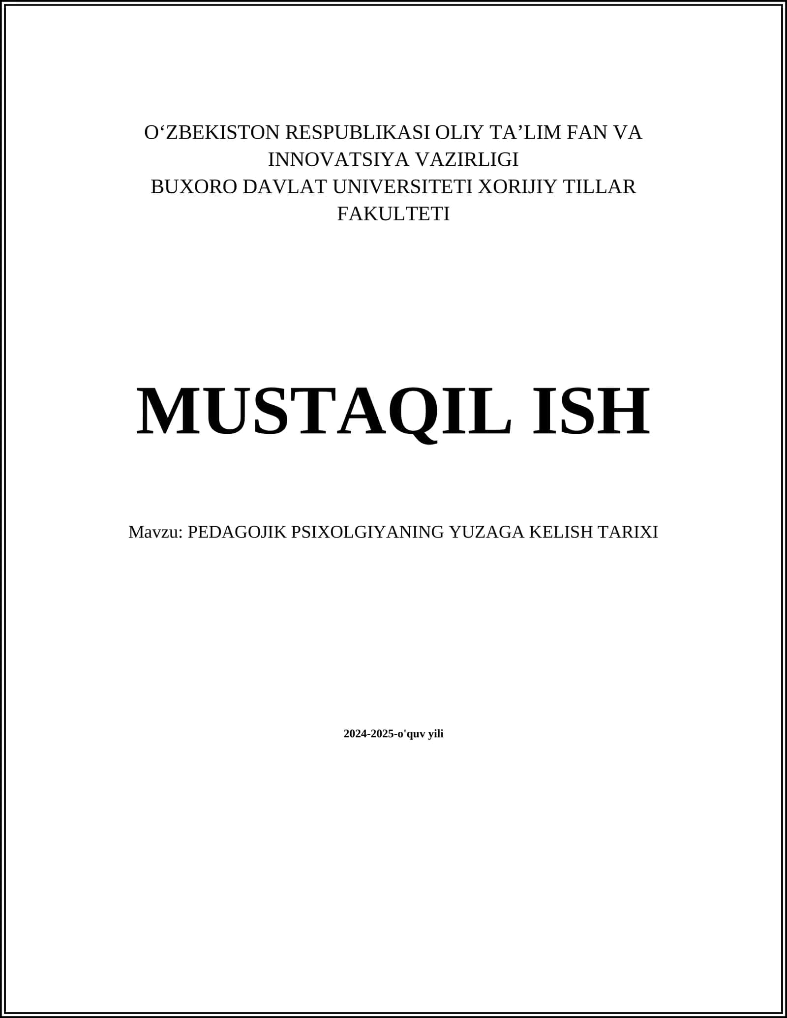 PEDAGOJIK PSIXOLOGIYANING YUZAGA KELISH TARIXI