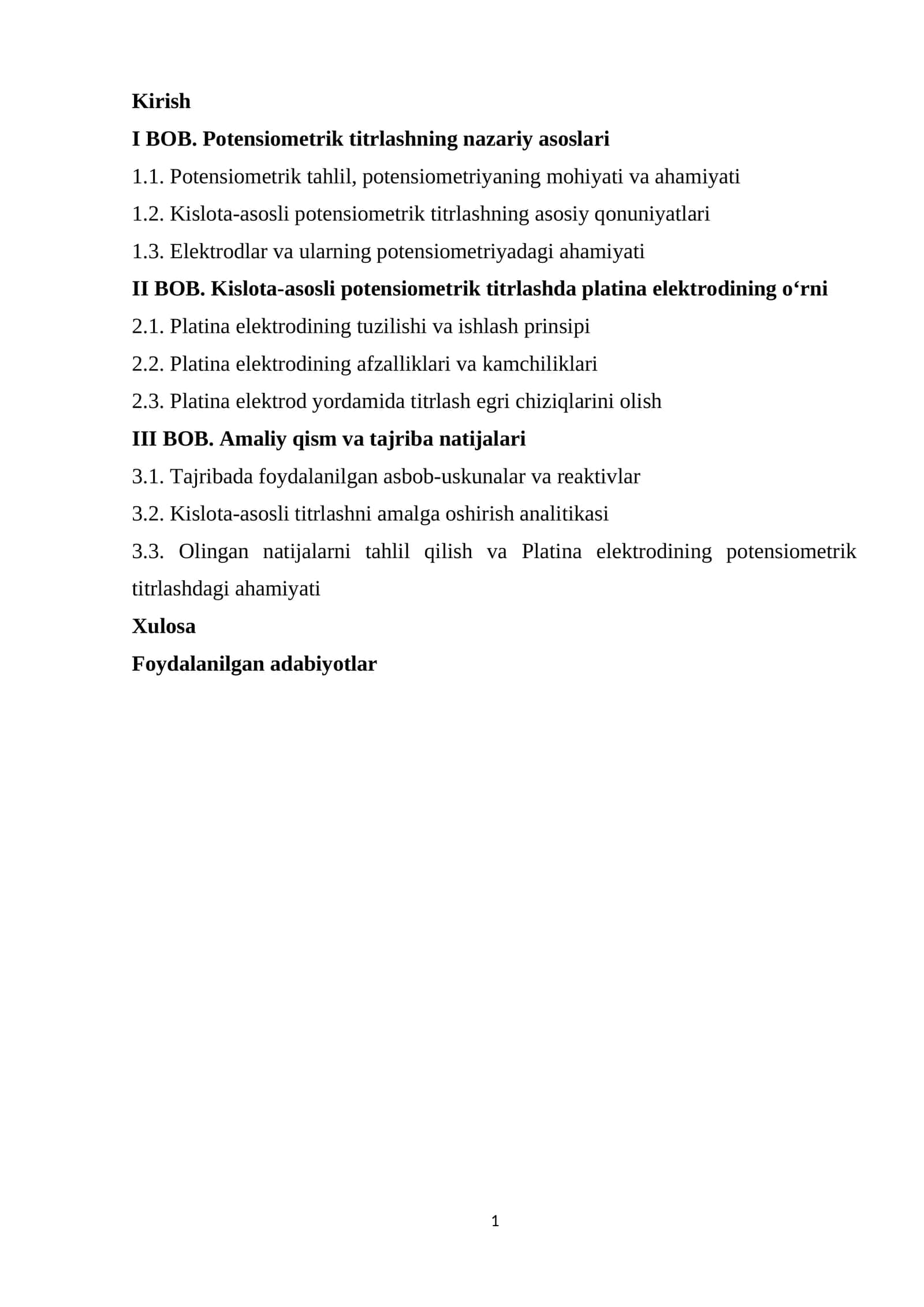 BOB. Potensiometrik titrlashning nazariy asoslari