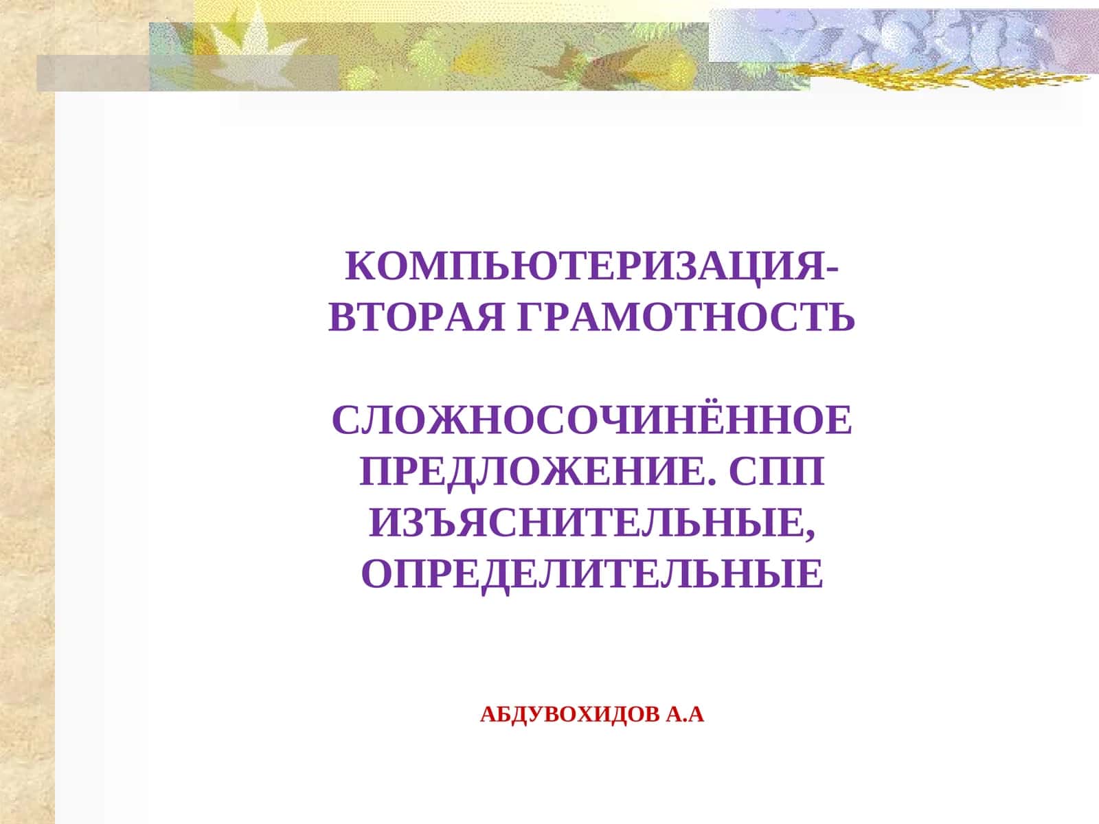 КОМПЬЮТЕРИЗАЦИЯ-ВТОРАЯ ГРАМОТНОСТЬ