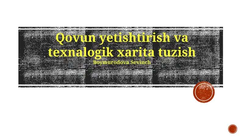 Qovun yetishtirish va texnalogik xarita tuzish