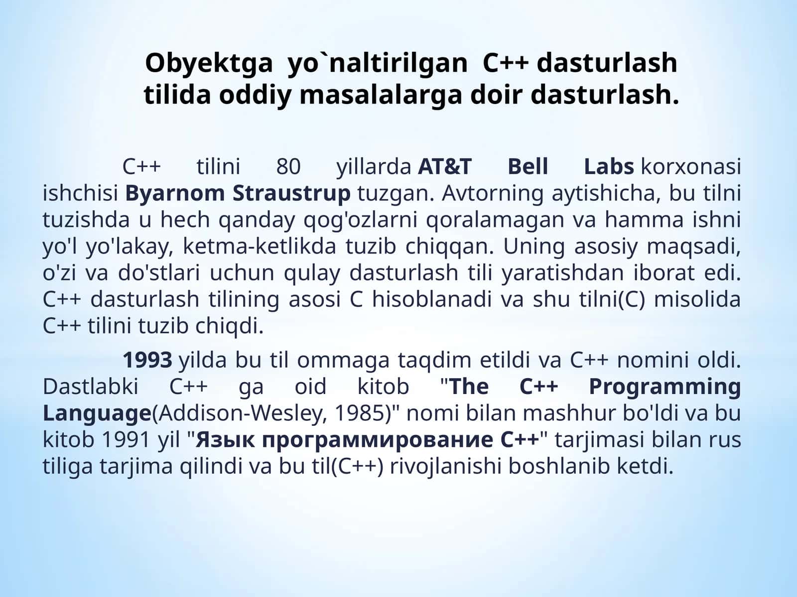 C++ dasturlash tili