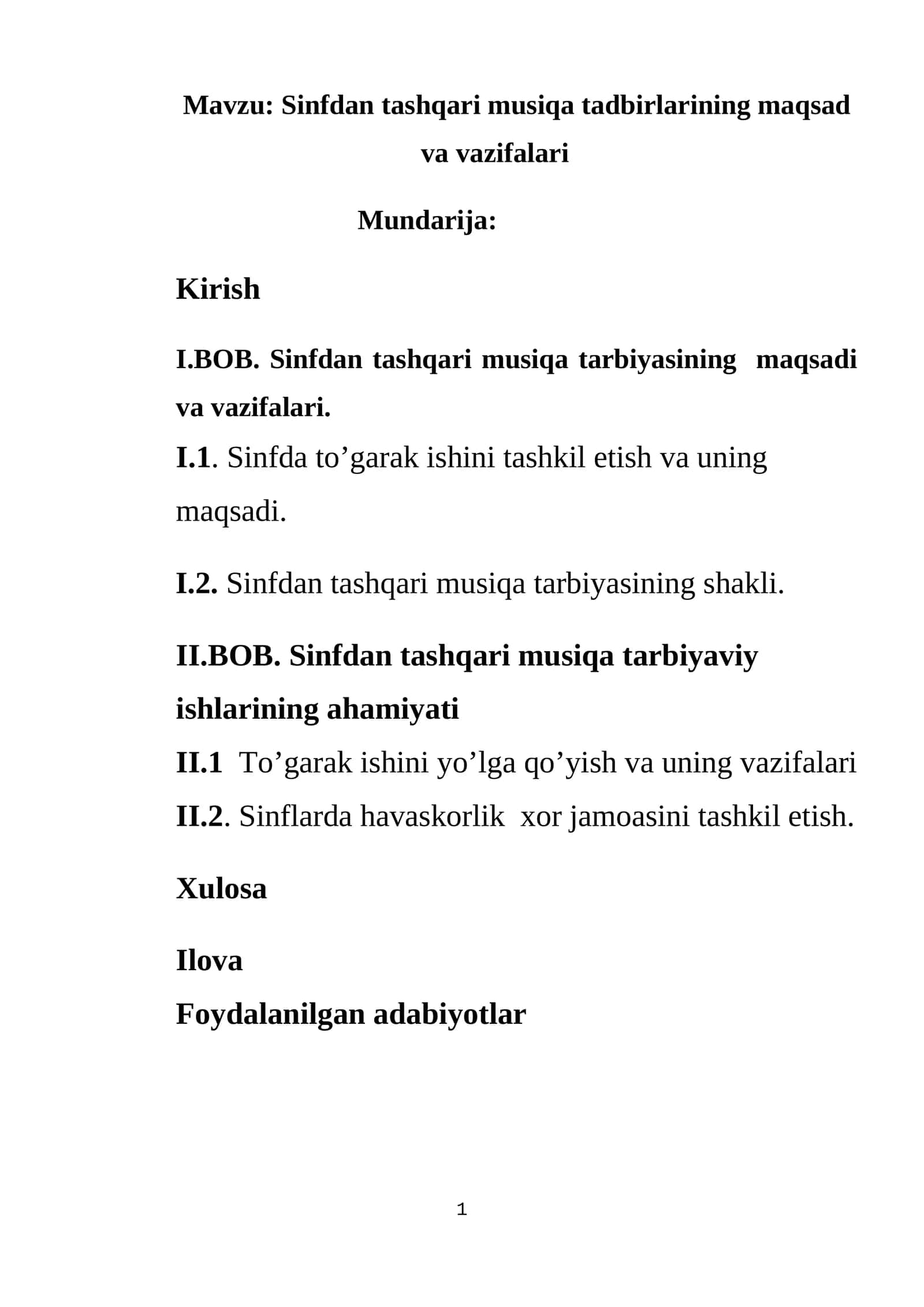 Sinfdan tashqari musiqa tadbirlarining maqsad va vazifalari