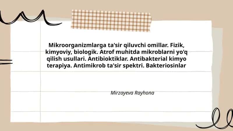 Mikroorganizmlarga ta'sir qiluvchi omillar