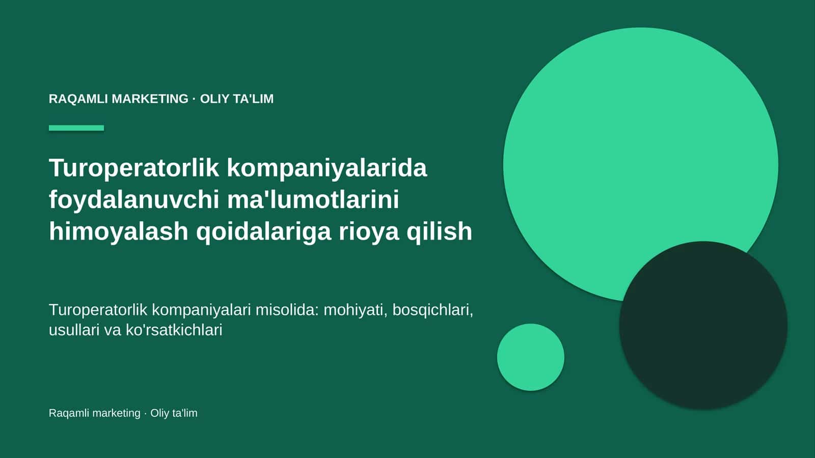 turoperatorlik kompaniyalarida foydalanuvchi ma'lumotlarini himoyalash qoidalariga rioya qilish 2253