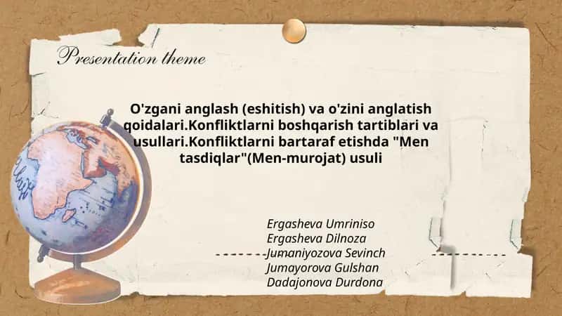 O'zgani anglash va o'zini anglatish qoidalari