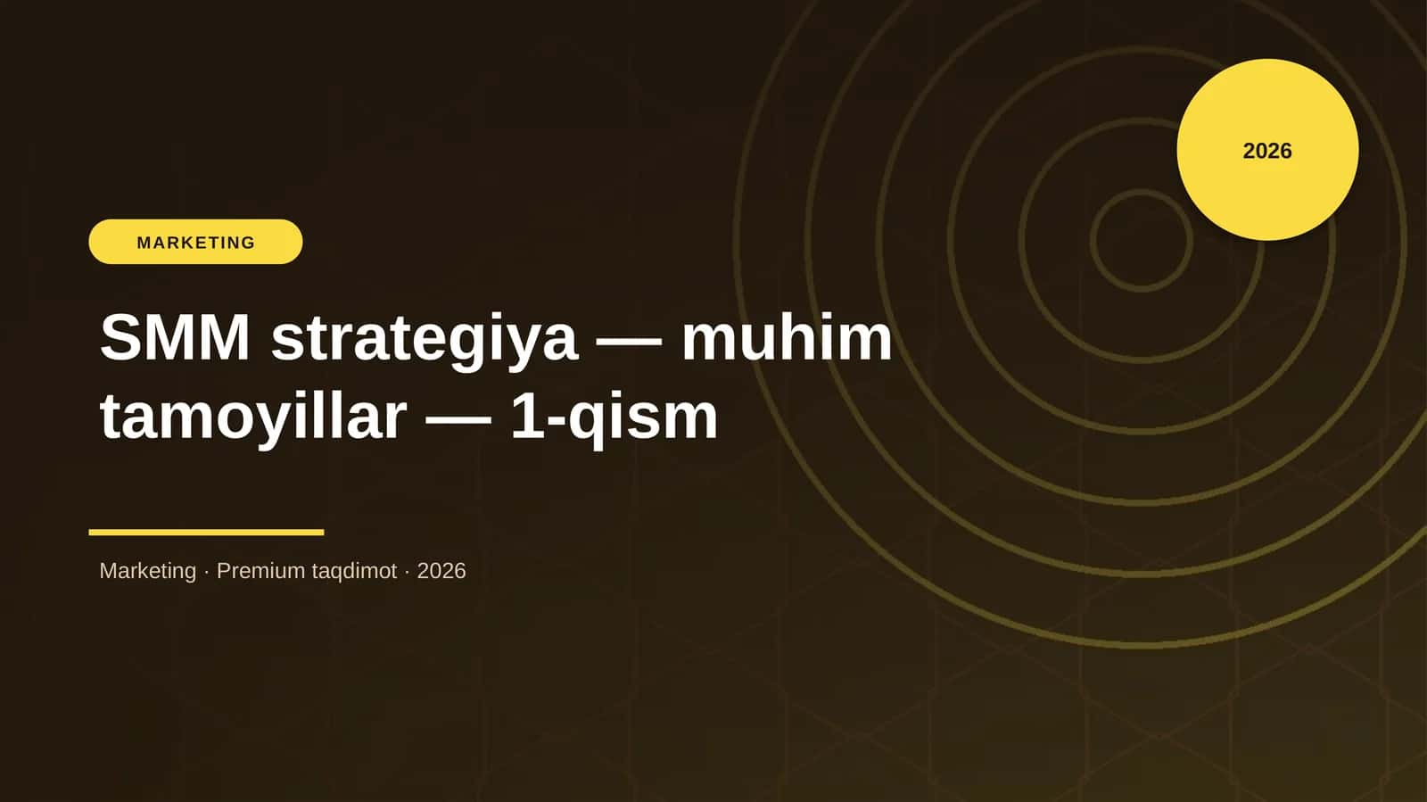 SMM strategiya — muhim tamoyillar — 1-qism