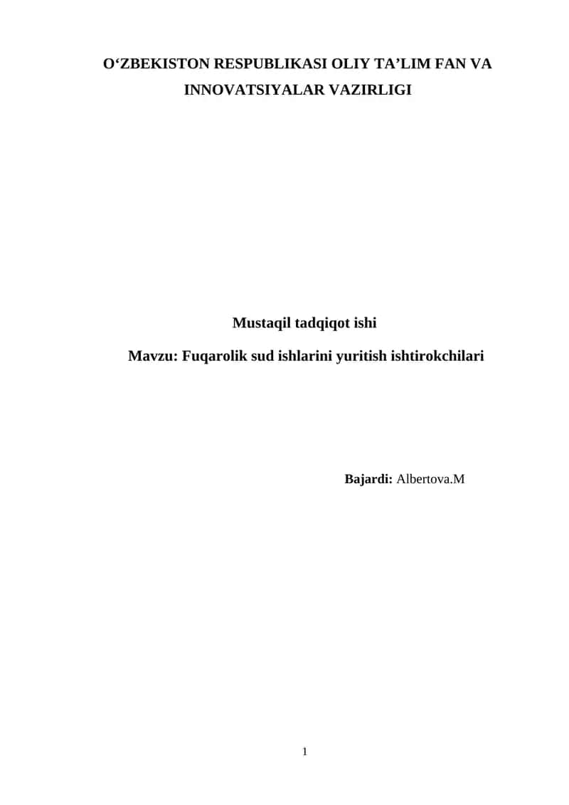 Fuqarolik sud ishlarini yuritish ishtirokchilari