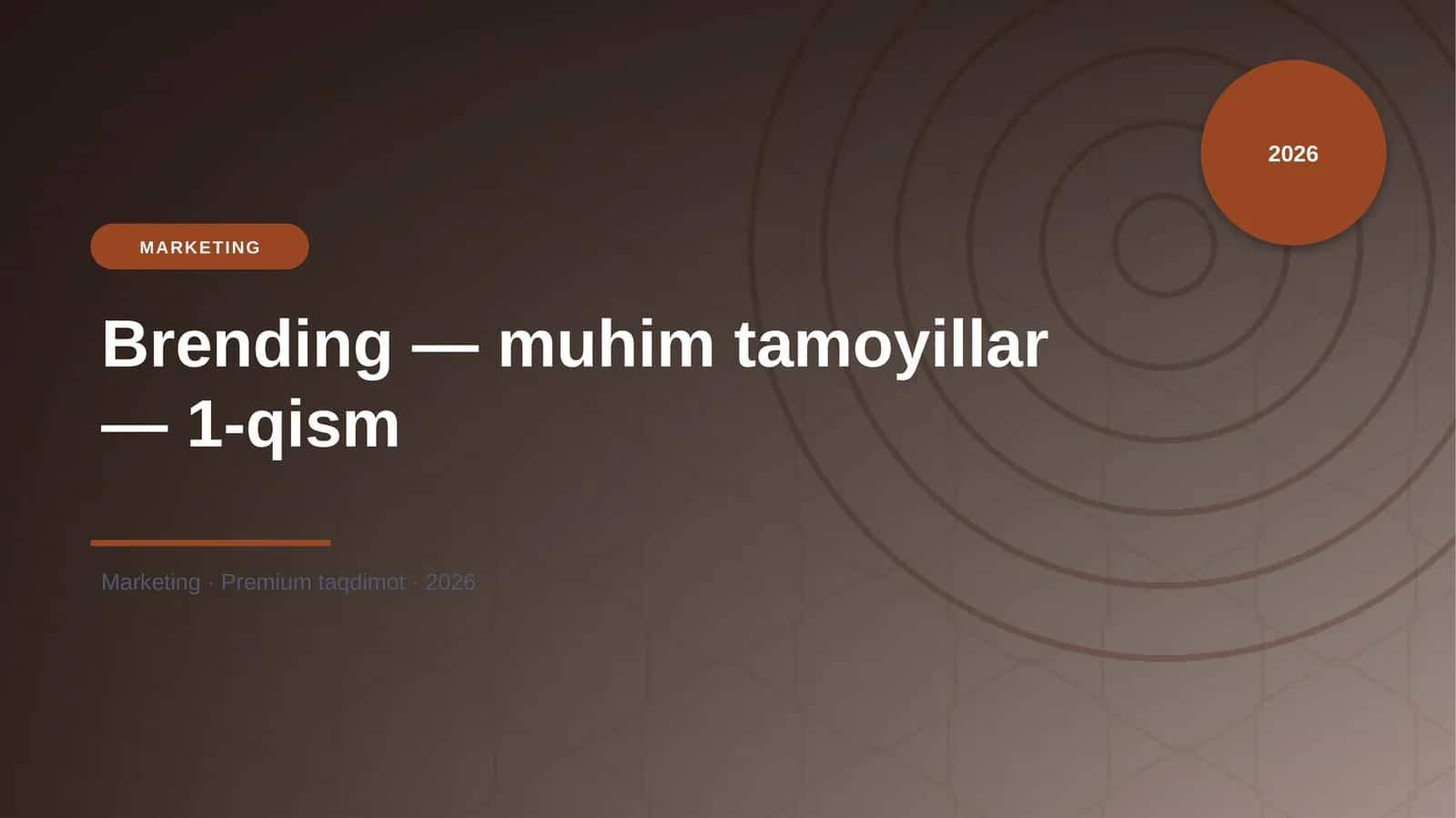 Brending — muhim tamoyillar — 1-qism