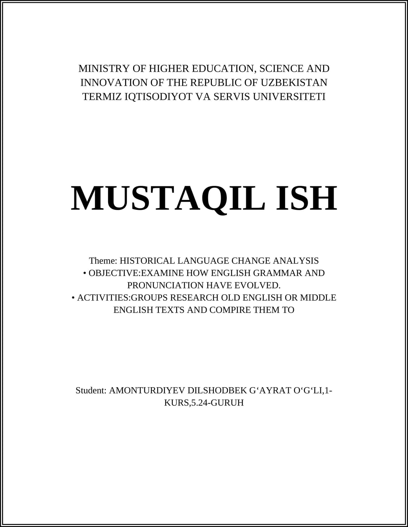 HISTORICAL LANGUAGE CHANGE ANALYSIS