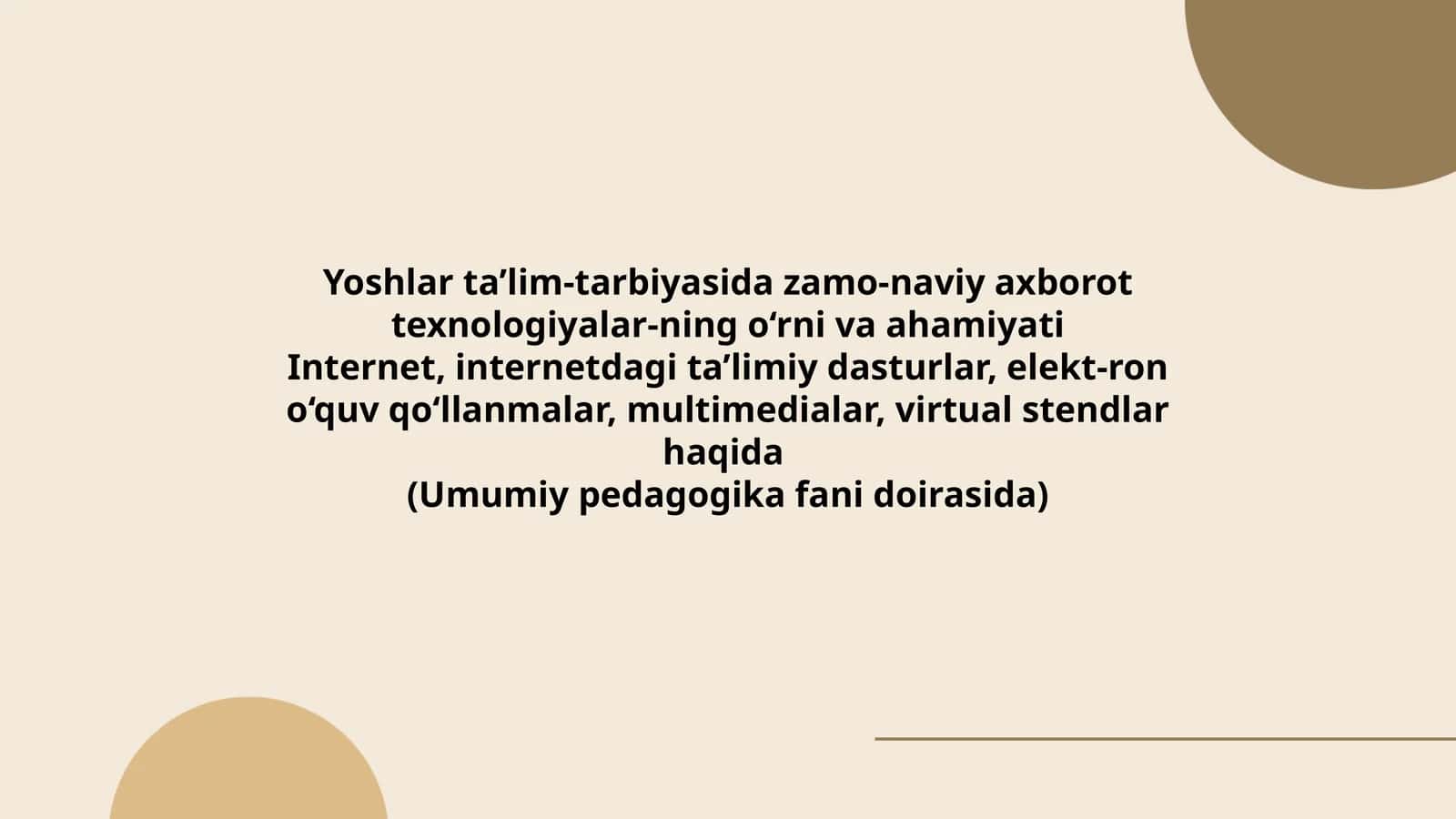 Yoshlar ta’lim-tarbiyasida zamonaviy axborot texnologiyalarining o‘rni va ahamiyati