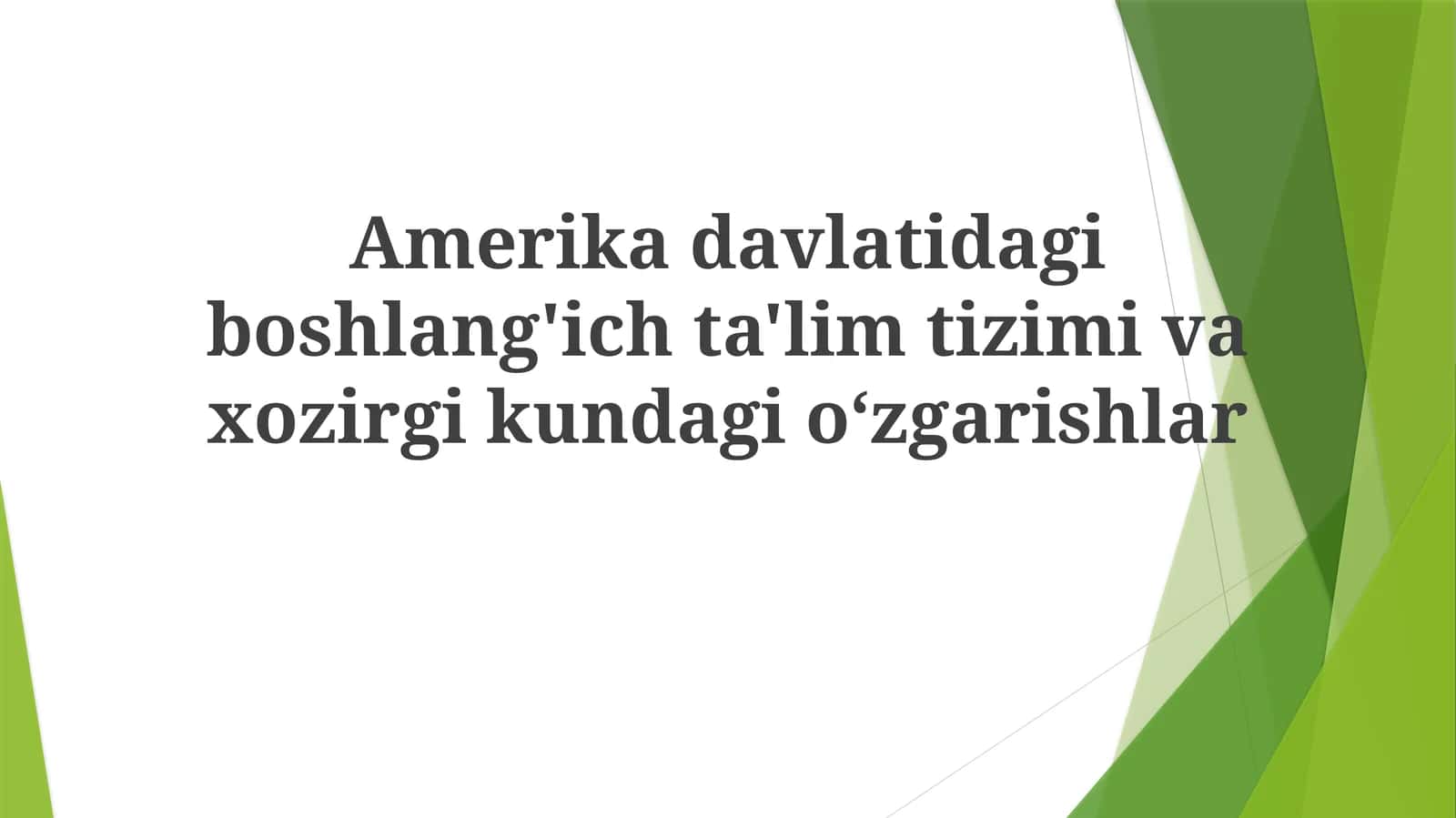 Amerika Qoʻshma Shtatlaridagi Boshlangʻich Taʼlim Tizimi