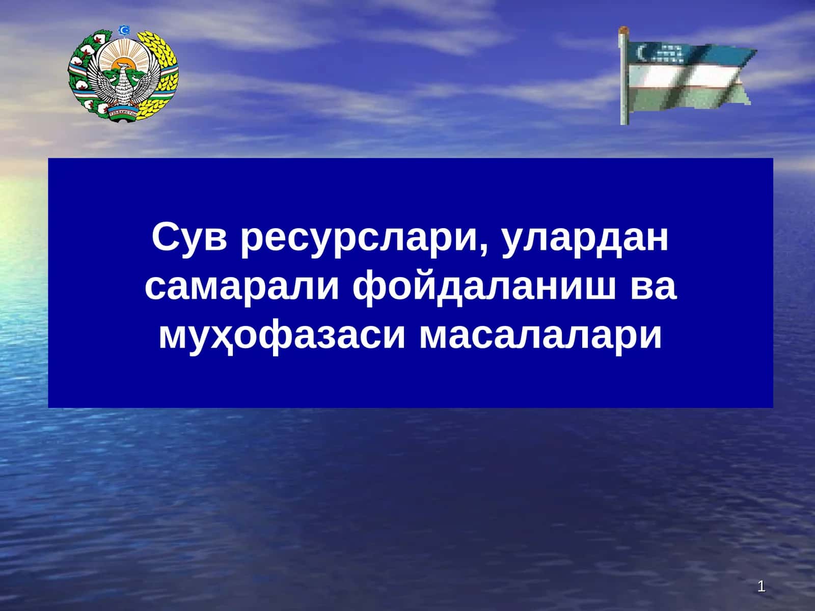 Сув ресурслари, улардан самарали фойдаланиш ва муҳофазаси масалалари