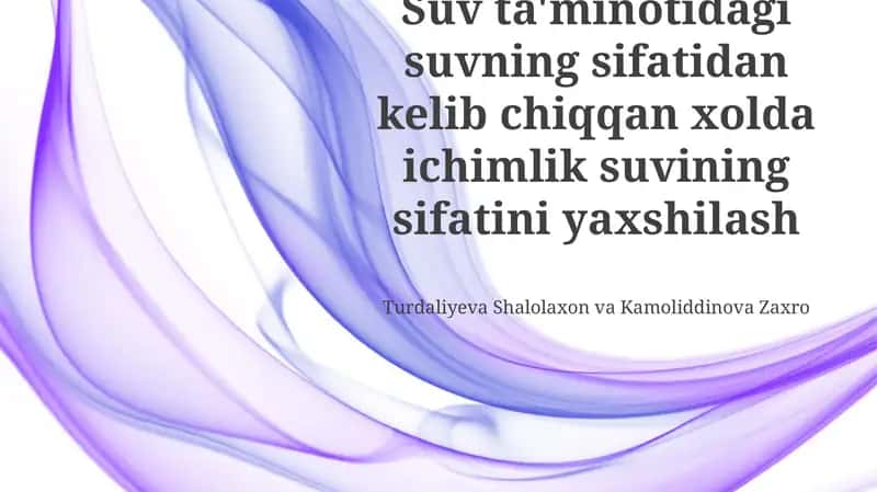 Ichimlik Suvi Sifatining Baholash