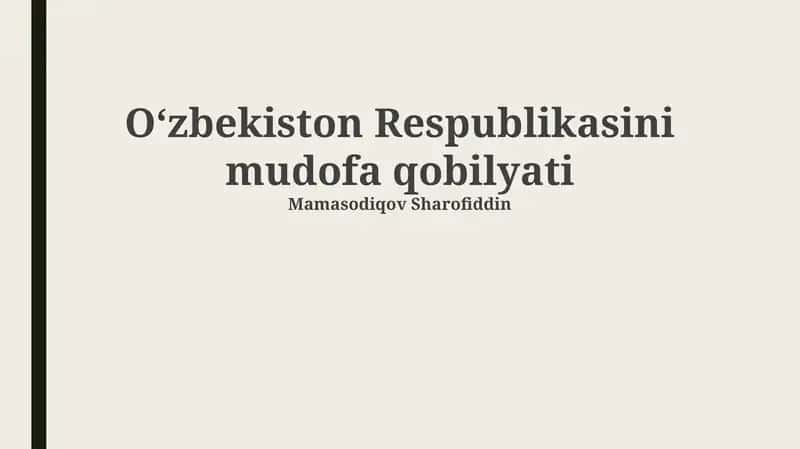 Oʻzbekiston Respublikasini mudofa qobilyati