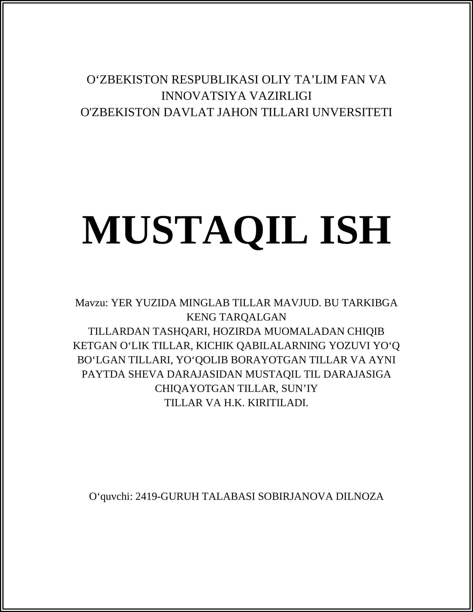 Yer yuzida minglab tillar mavjud