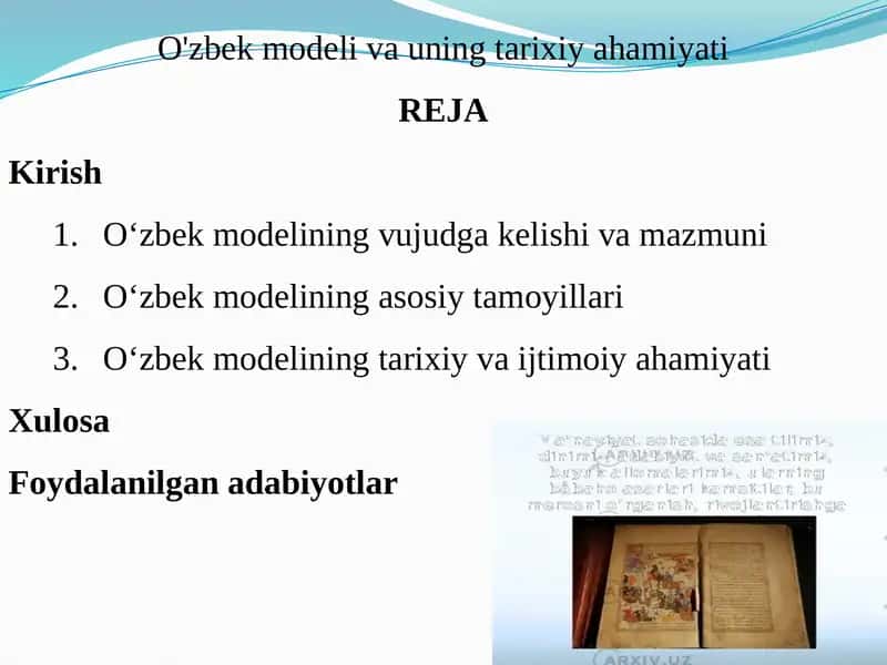 O'zbekmodelivauningtarixiyahamiyati
