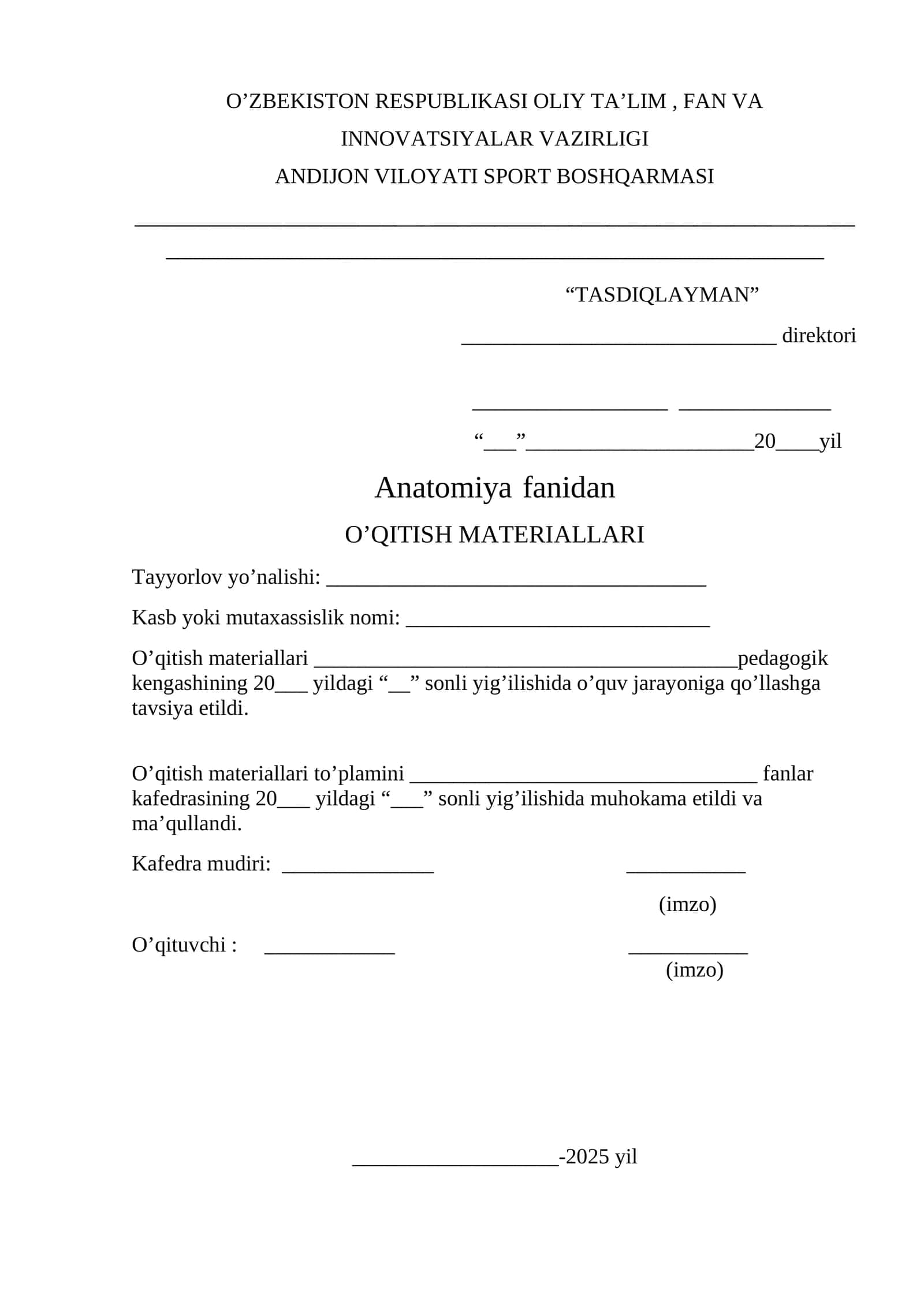 O’QITISH MATERIALLARI