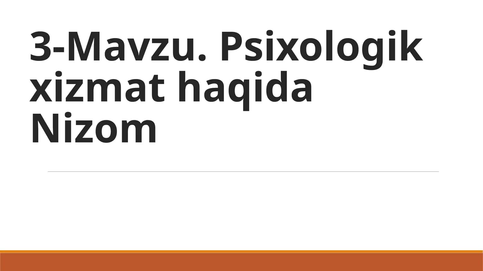 Psixologik xizmat haqida Nizom