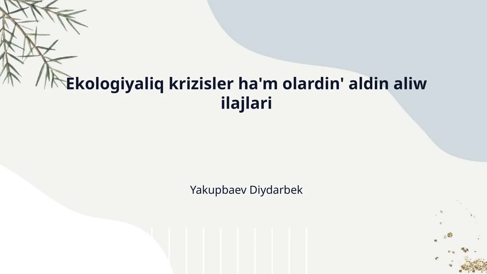 Ekologiyaliq krizisler ha'm olardin' aldin aliw ilajlari