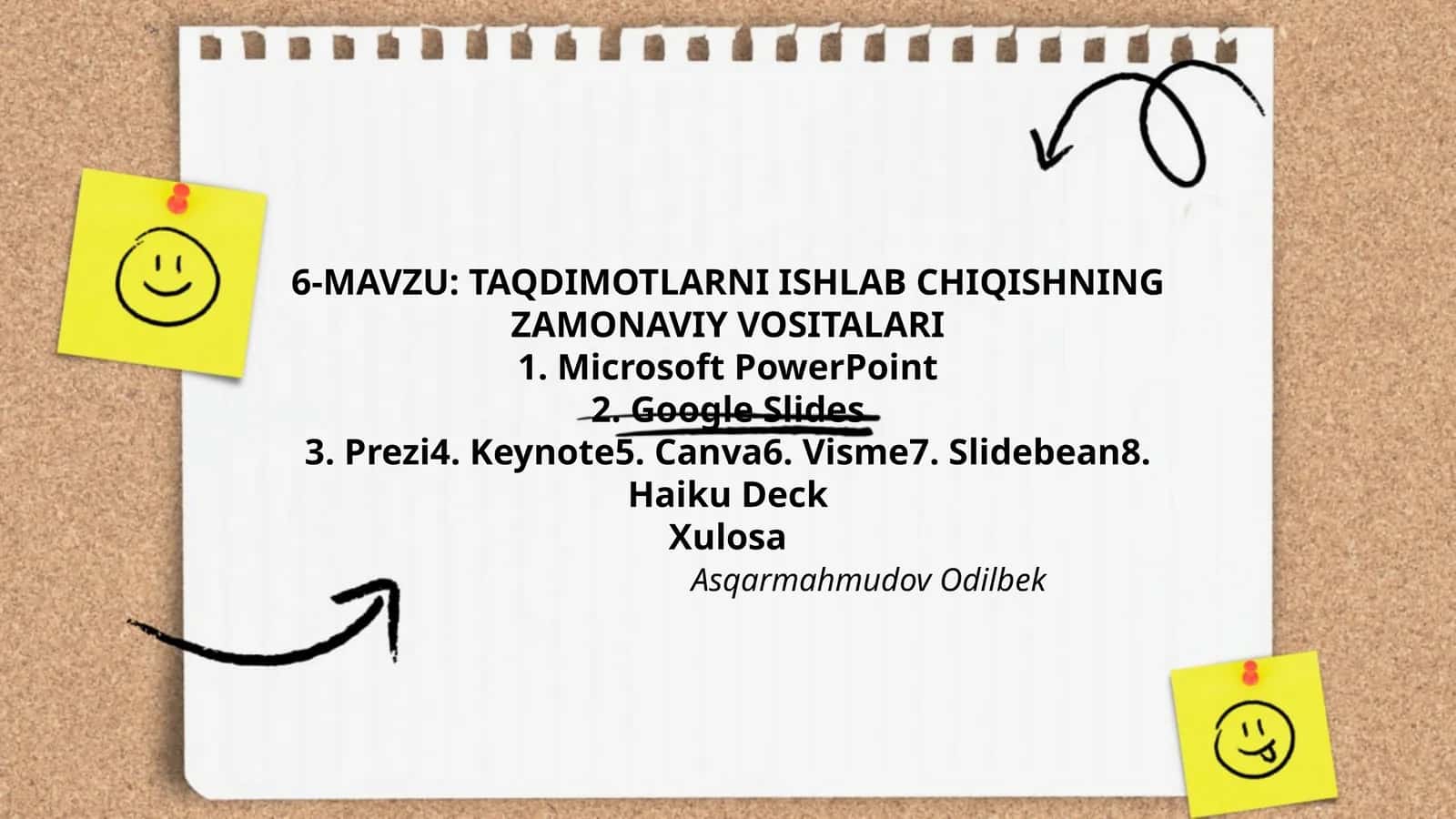 TAQDIMOTLARNI ISHLAB CHIQISHNING ZAMONAVIY VOSITALARI