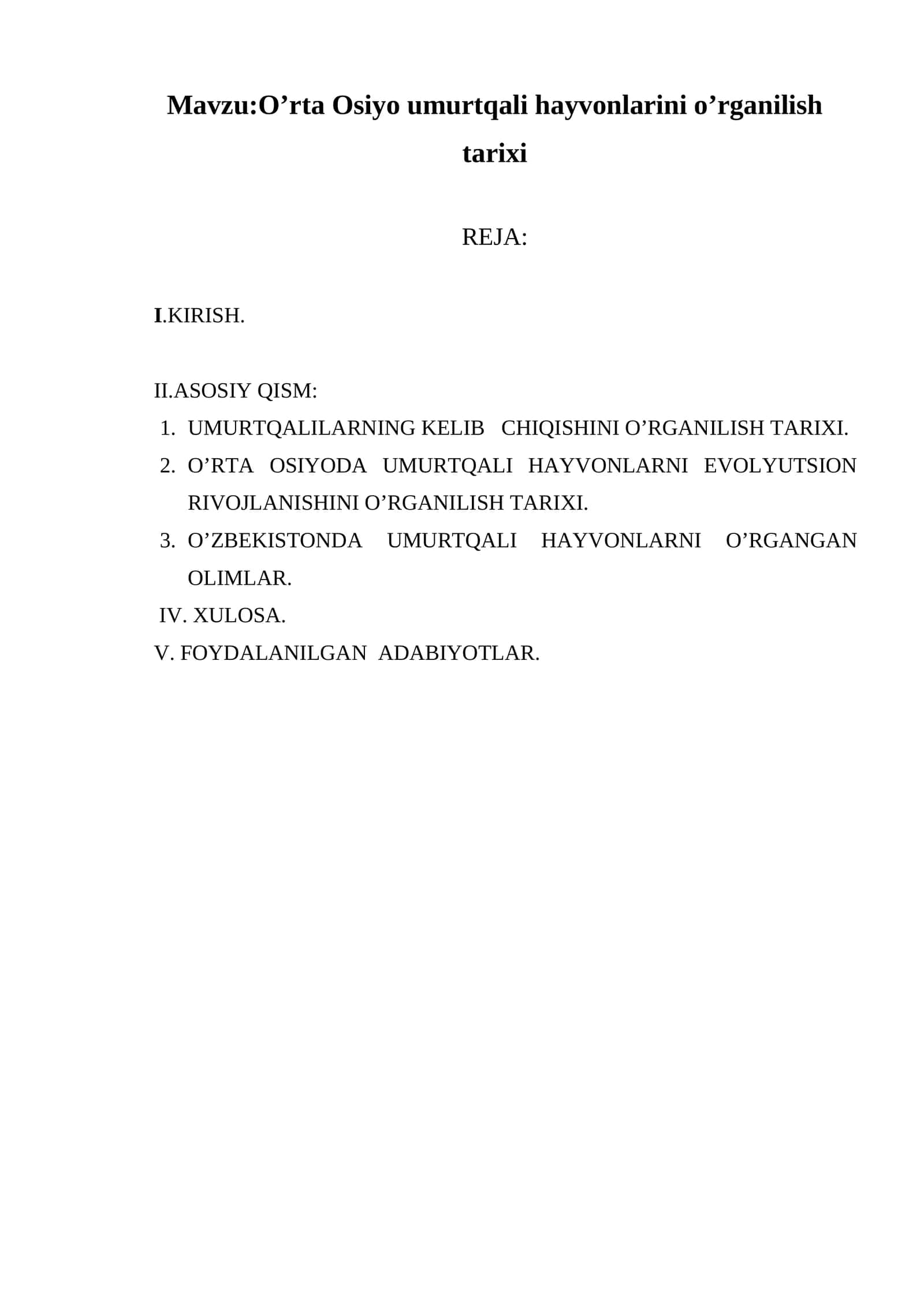 O'rta Osiyo umurtqali hayvonlarini o'rganilish tarixi