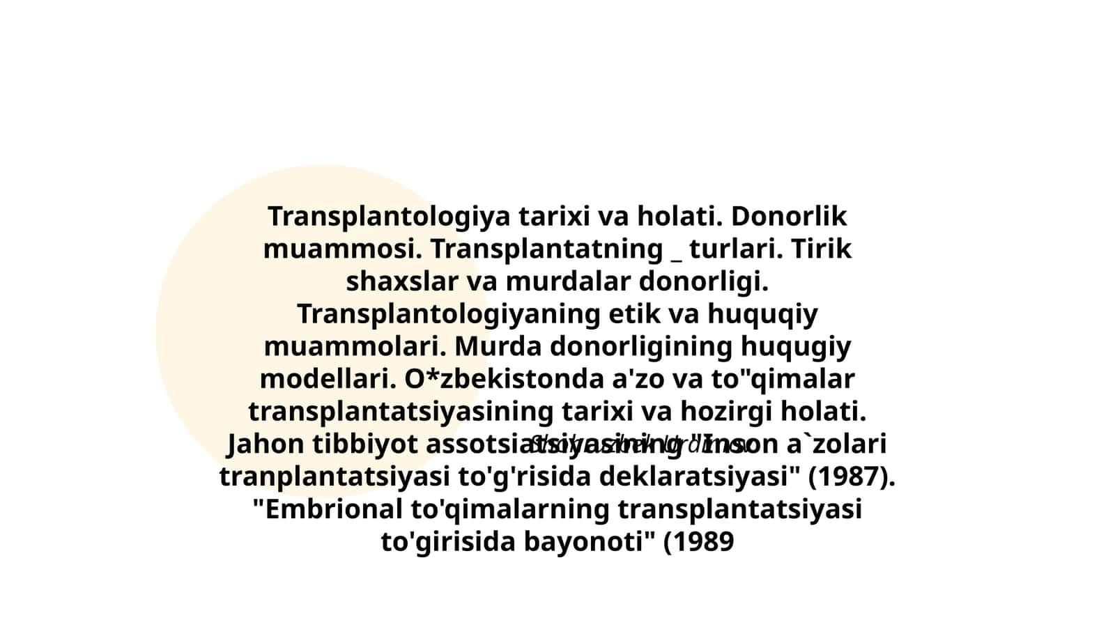 Transplantologiya tarixi va holati