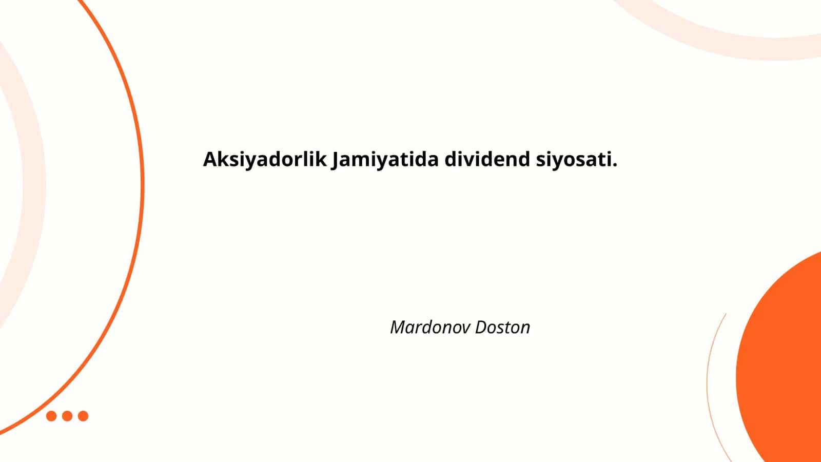 Aksiyadorlik Jamiyatida dividend siyosati