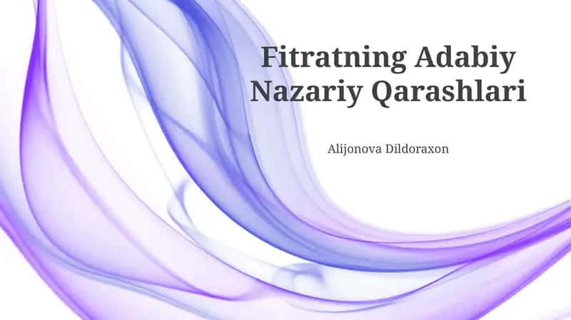 Fitratning Adabiy Nazariy Qarashlari