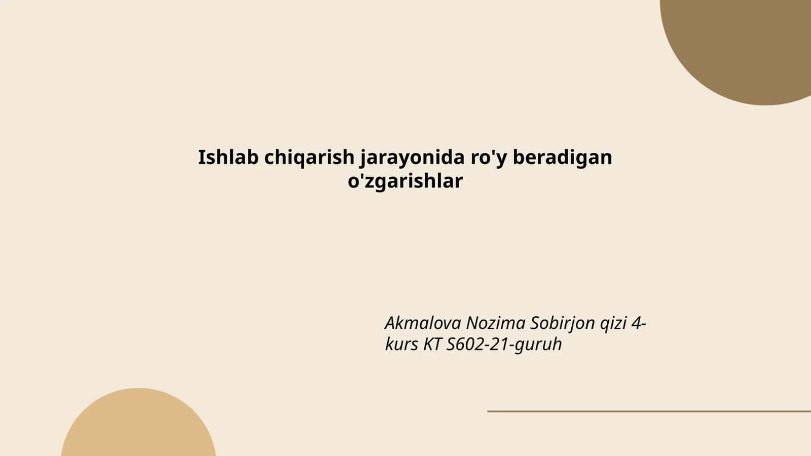 Texnologik jarayonlar avtomatizatsiyasi