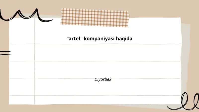 Artel kompaniyasining mahsulotlari