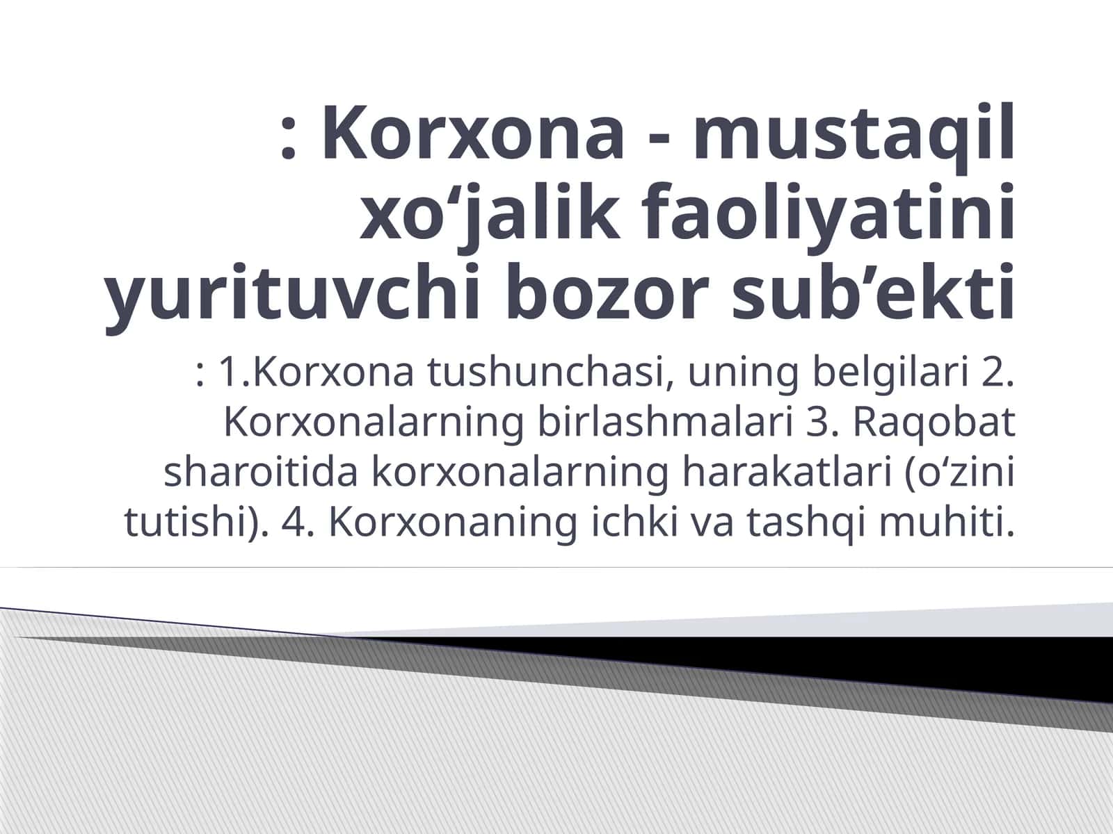 Korxona faoliyati
