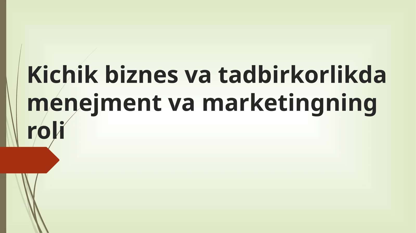 Kichik biznes va tadbirkorlikda menejment va marketingning roli