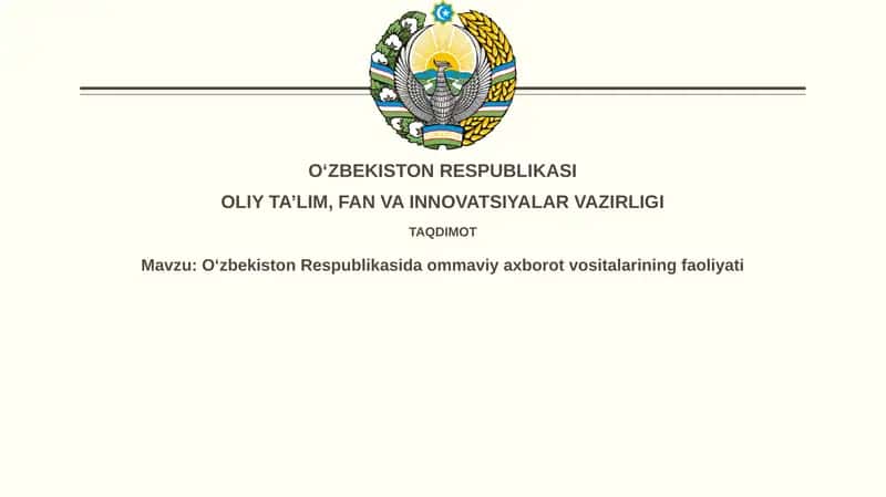 Oʻzbekiston Respublikasida Ommaviy Axborot Vositalarining Faoliyati