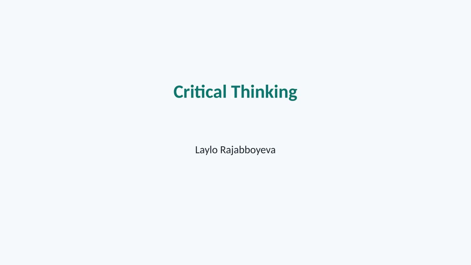 Critical Thinking