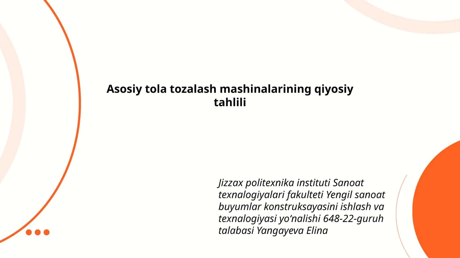 Asosiy tola tozalash mashinalarining qiyosiy tahlili