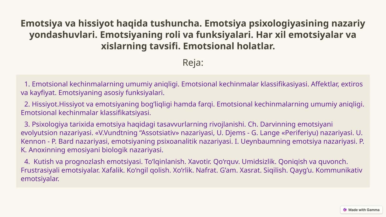 Emotsiya va hissiyot haqida tushuncha