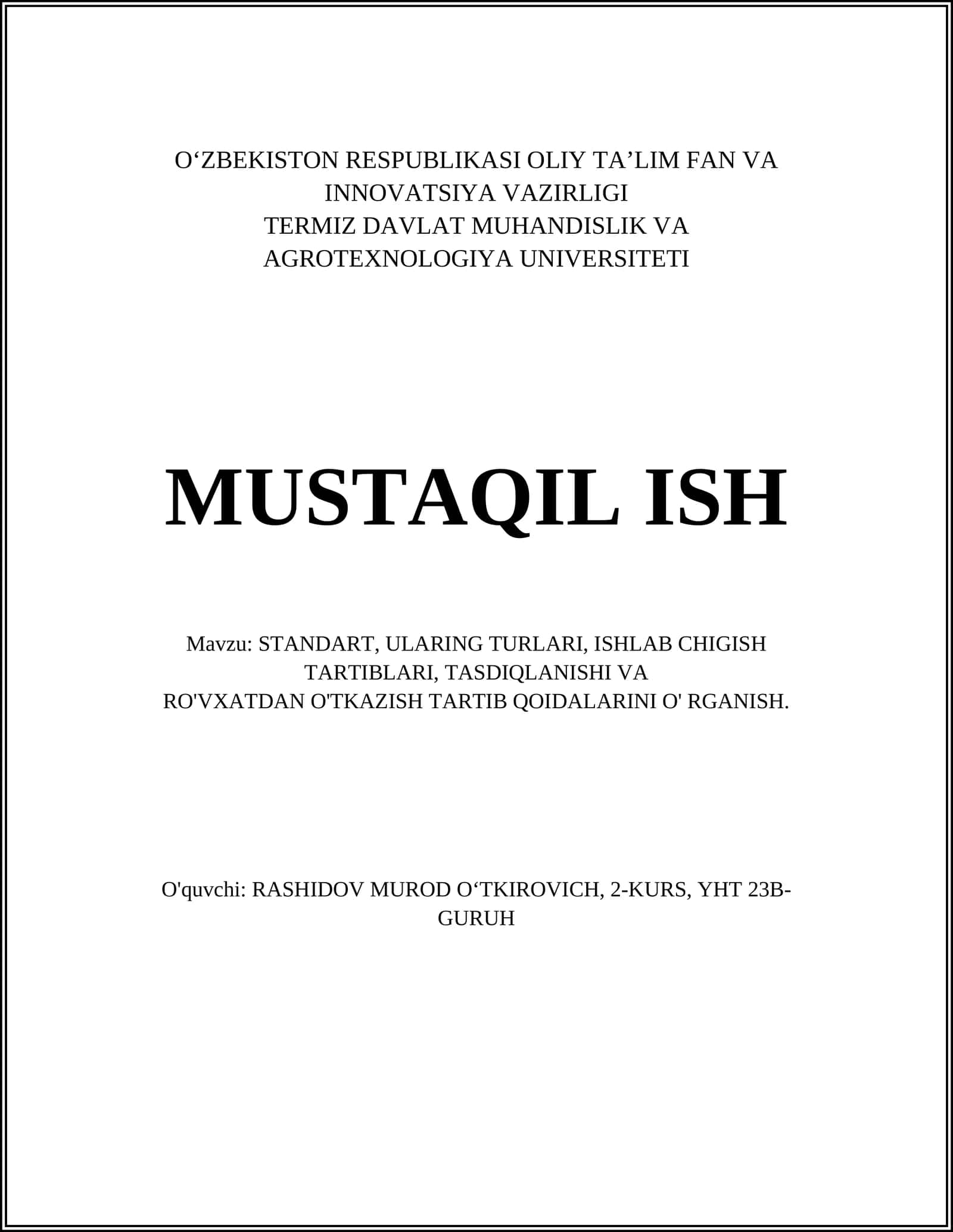 Mahsulot standartlari
