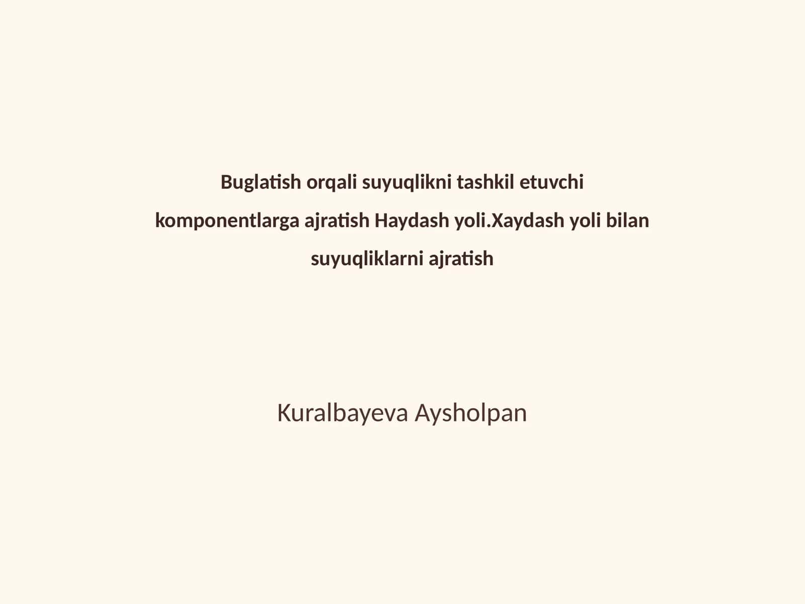 Xaydash yoli bilan suyuqliklarni ajratish