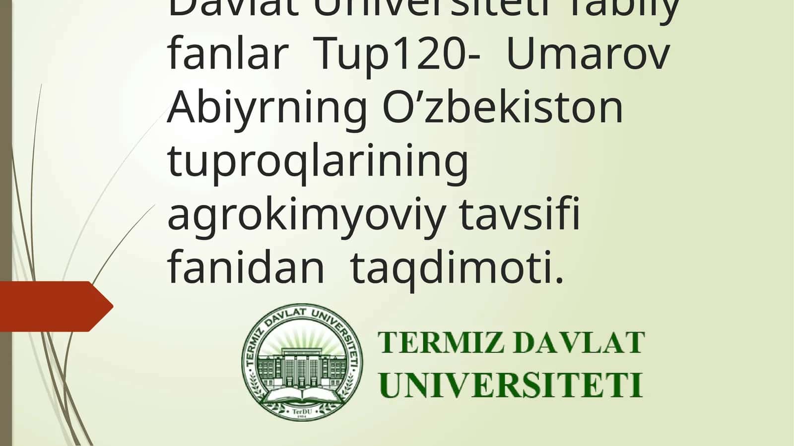 Umarov Abiyrning O’zbekiston tuproqlarining agrokimyoviy tavsifi