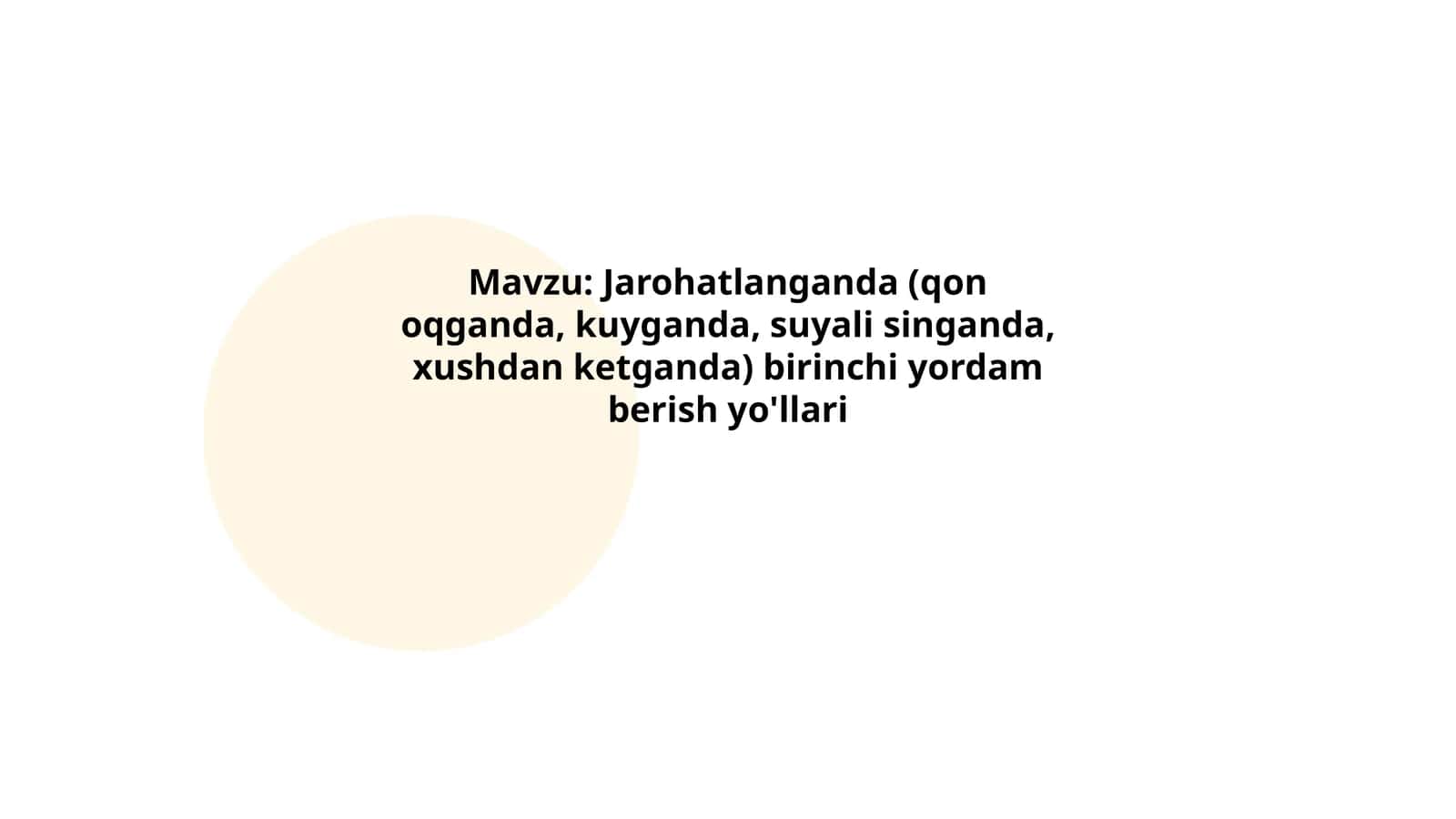 Jarohatlanganda birinchi yordam berish yo'llari