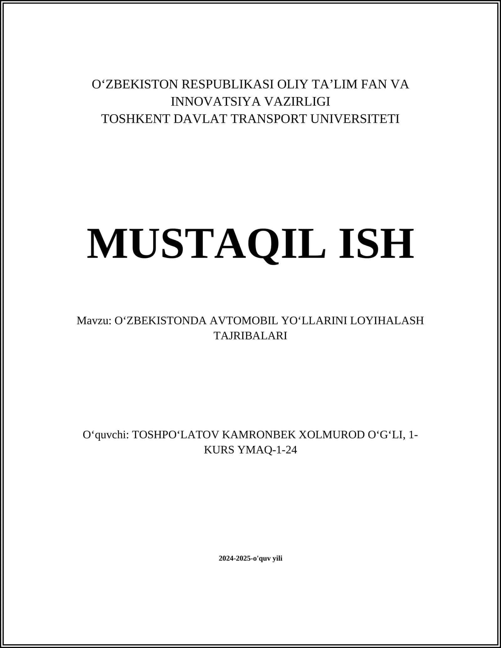 Asfalt qoplamalarini loyihalash texnologiyalari
