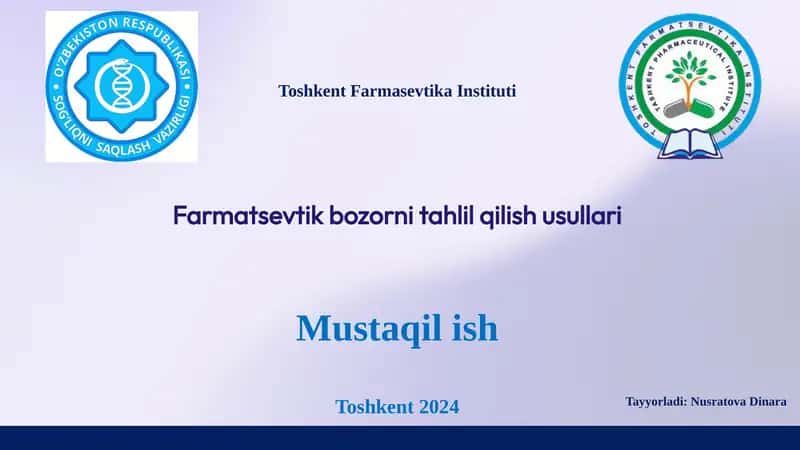 Farmatsevtik Bozorni Tahlil Qilish Usullari