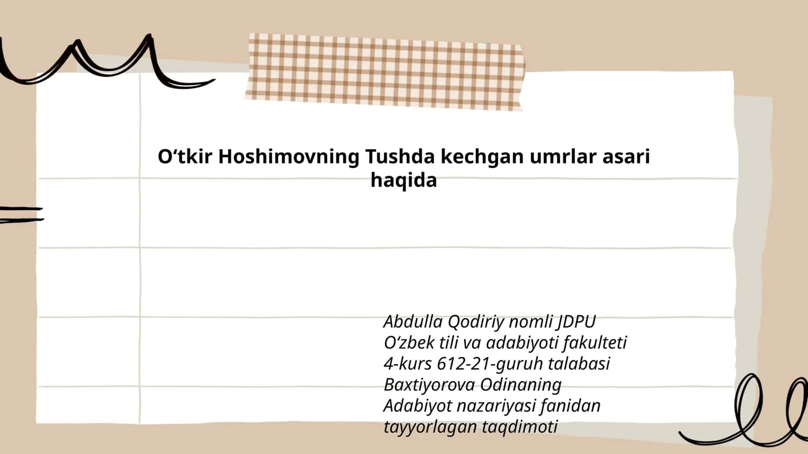 Adabiyot nazariyasi fanidan taqdimoti
