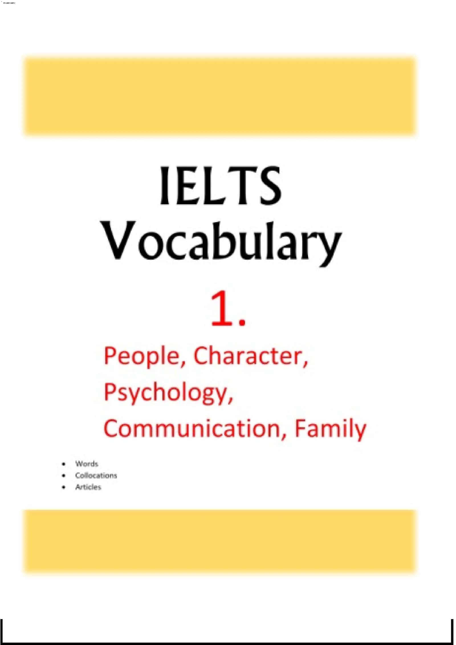 IELTS Vocabulary. Imtihonda ishlatiladigan muhim so'zlar