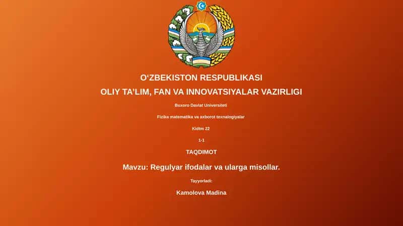 Regulyar ifodalar va ularga misollar