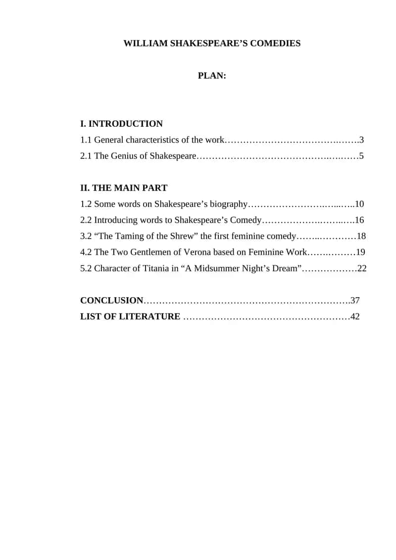 William Shakespeare’s Comedies