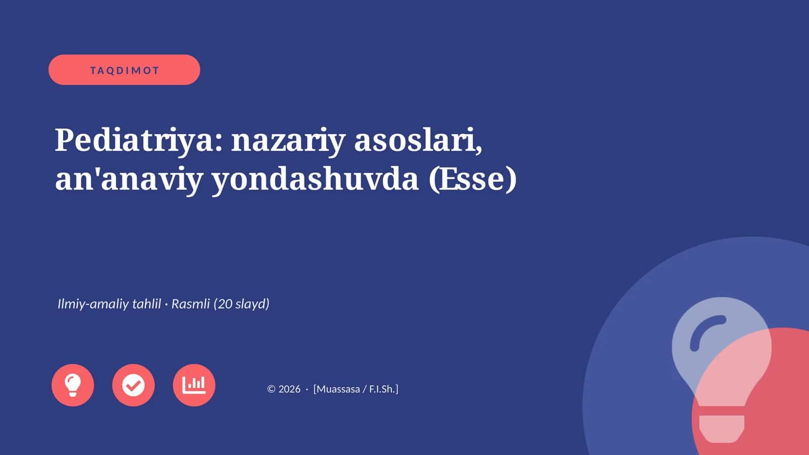 Pediatriya: nazariy asoslari, an'anaviy yondashuvda (Esse)